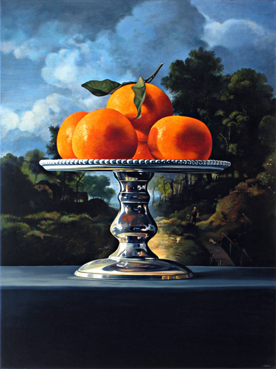 Tangerines with Wooded Landscape