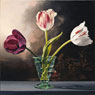 Three Tulips in Green Vase