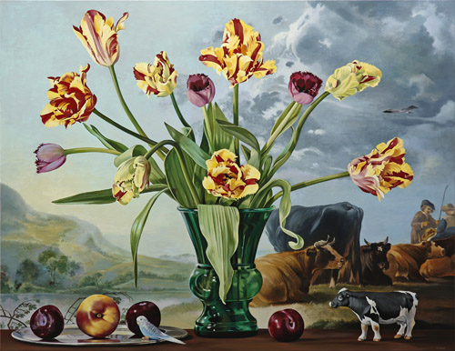 Striped Tulips with Cows